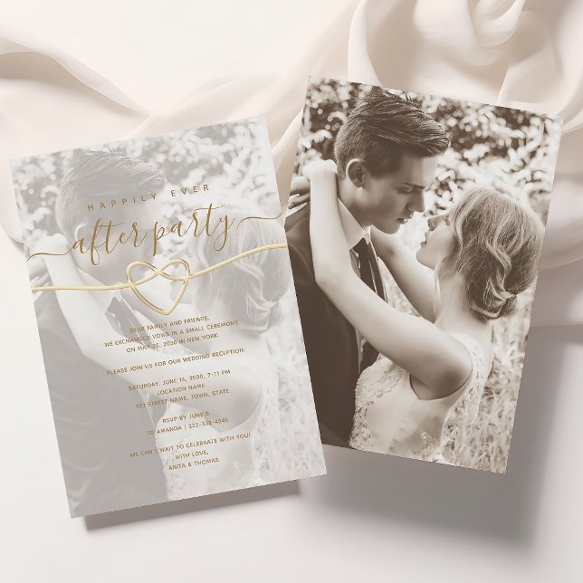 Invitación Foto de recepción de boda Simple Happily Ever Afte (Subido por el creador)
