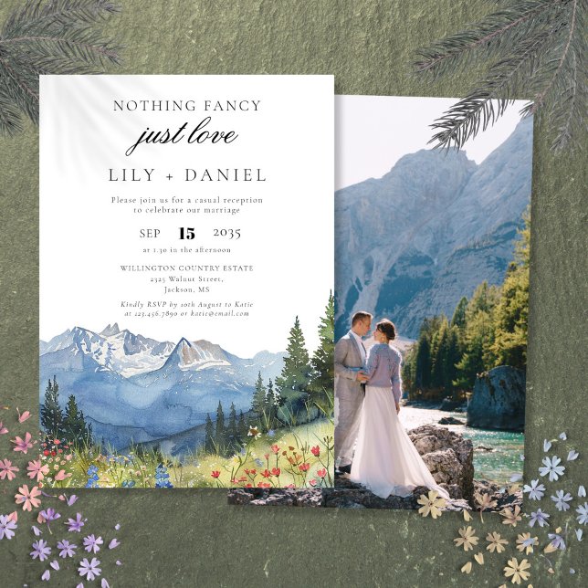 Invitación Foto de recepción de Elopement Mountain Wedding (Elopement Mountain Wedding Reception Photo Invitation)