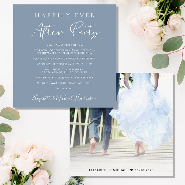 Invitación Foto de recepción Dusty Blue de Happily Ever After (Subido por el creador)