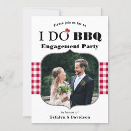 Invitación Foto de Red Plaid I DO Engagement Simple BBQ Fiest