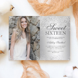 Invitación Foto de Relieve metalizado metálico purpurina de p