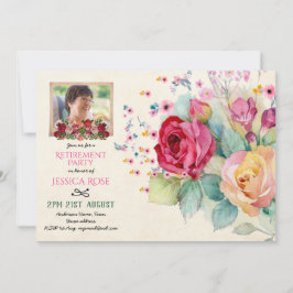 Invitación FOTO DE RETIRADA DE Rosas de acuarela invita a ros