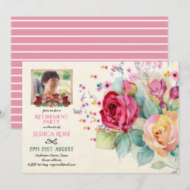 Invitación FOTO DE RETIRADA DE Rosas de acuarela invita a ros