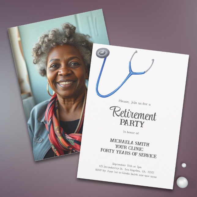 Invitación Foto de retiro de enfermera Médico de Stethoscope (Subido por el creador)