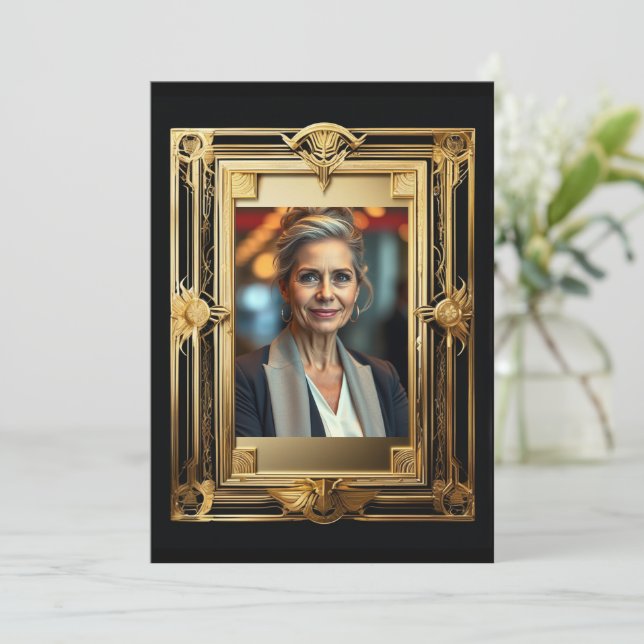 Invitación Foto de retiro fiesta retro de despedida de oro ne (Anverso de pie)