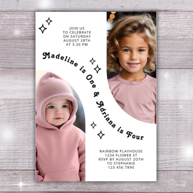 Invitación Foto de retrato de hermanos en conjunto Arco mínim (Subido por el creador)