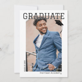Invitación Foto de retrato vertical para graduados blancos y
