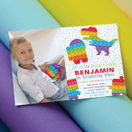 Invitación Foto de Robot de dinosaurios de cumpleaños de Pop 