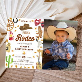 Invitación Foto de rodeo bebé de cumpleaños por primera vez e