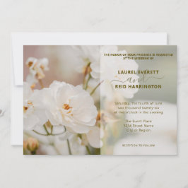 Invitación Foto de Rosa Blanca Soñadora Vintage Elegante Boda