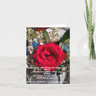 Invitación Foto de Rosa de Reunión de Aniversario de Graduaci