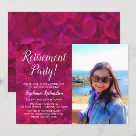 Invitación Foto de Rosa Roja Rosa Elegante de Jubilación