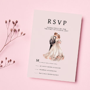 Invitación Foto de RSVP de pareja de flores de color rosa de