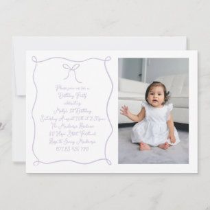 Invitación Foto de Rubor de de cumpleaños Lilac dibujada a ma