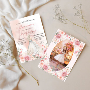 Invitación Foto de Rubor Rosa Quinceañera