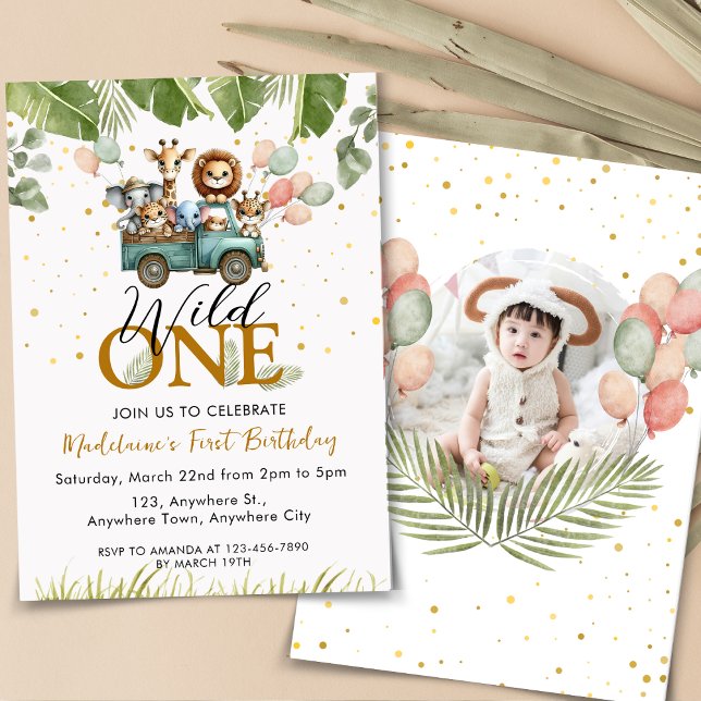 Invitación Foto de Safari 1000 Wild One First Birthday (Subido por el creador)