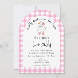 Invitación Foto De Segundo Cumpleaños De Pink Two Silly Goose