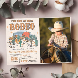 Invitación Foto de Segundo Cumpleaños de Rodeo Western Cowboy