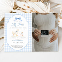 Foto de Silly Goose Blue Gingham Duck Baby Shower