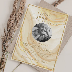 Invitación Foto de SORPRESA Cumpleaños 50 años Party Gold Mar