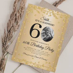 Invitación Foto de Sorpresa Cumpleaños 60 Aniversario Dorado