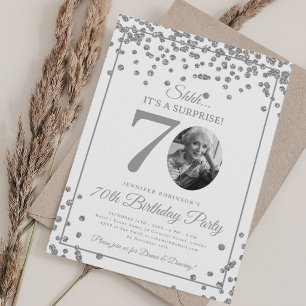 Invitación Foto de SORPRESA Cumpleaños 70 años Confeti Platea