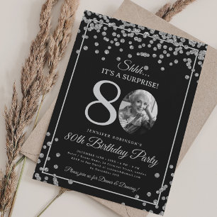 Invitación Foto de sorpresa Cumpleaños 80 años Confeti platea