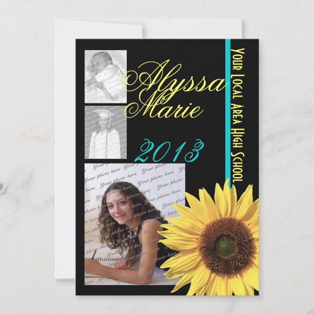 Invitación Foto de Sunflower Tri (Anverso)
