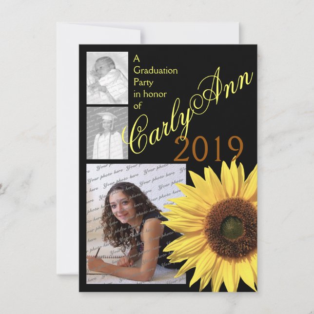 Invitación Foto de Sunflower Tri (Anverso)