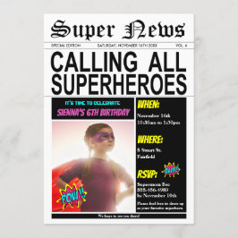 Invitación Foto de superhéroe Chica del partido de cumpleaños