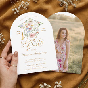 Invitación Foto de tapa de graduación de flores silvestres Fi