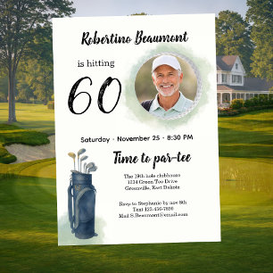 Invitación Foto de tema de golf elegante para hombres cumplea