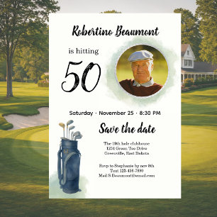 Invitación Foto de tema de golf para salvar la fecha de cumpl