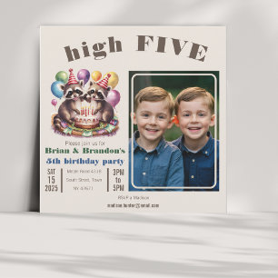 Invitación foto de tema de mapache de fiesta de cumpleaños de