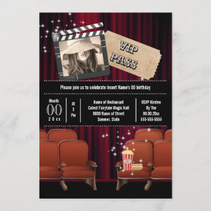 Invitación Foto de tema de película dentro del fiesta de palo