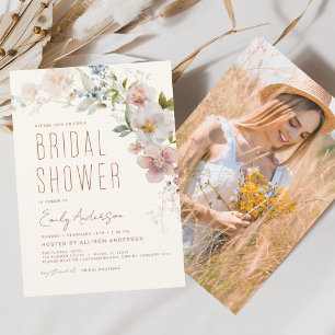 Invitación Foto de Terracotta Flor silvestre Ducha nupcial Bo