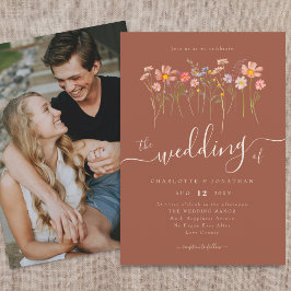Invitación Foto de Terracotta Naranja y Beige de Wildflower M