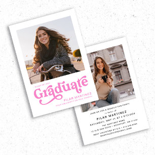 Invitación Foto de tipografía retro Fiesta de graduación 2023