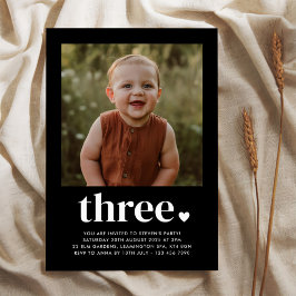 Invitación Foto de tres corazones Cumpleaños