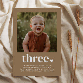 Invitación Foto de tres corazones Cumpleaños