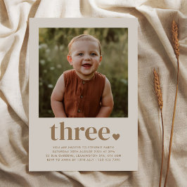 Invitación Foto de tres corazones Cumpleaños