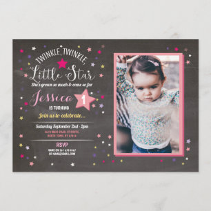 Invitación Foto de Twinkle Twinkle Little Star Birday Party