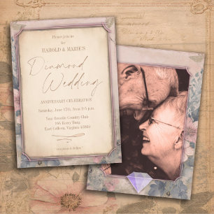 Invitación Foto de un antiguo Boda de diamantes de moda