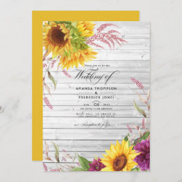 Invitación Foto de un Boda de girasol en un campo rústico
