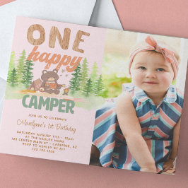 Invitación Foto de un Chica de un Camper Feliz Cumpleaños