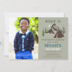 Invitación Foto de Un Feliz Campista Cumpleaños de Niño de Un
