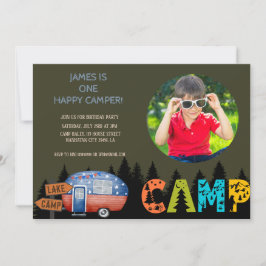 Invitación Foto de un feliz cumpleaños de camper