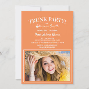 Invitación Foto de un Fiesta de la Escuela del Trunk naranja