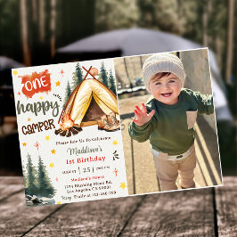 Invitación Foto de un Fiesta del primer cumpleaños de un Camp