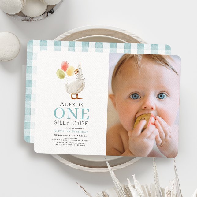 Invitación Foto de un niño azul gótico tonto primer cumpleaño (Subido por el creador)